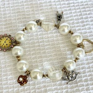 Betsey Johnson pearl charm bracelet